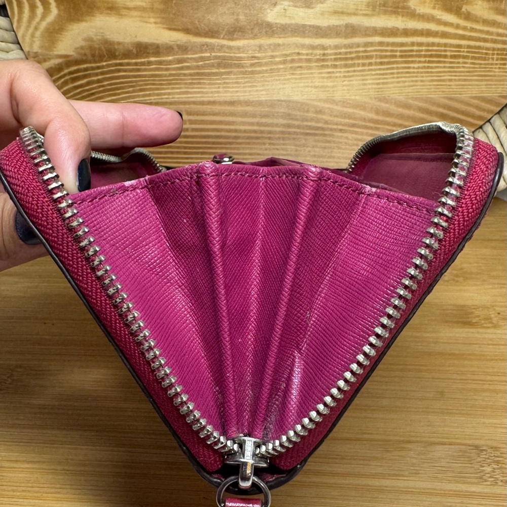 Coach Darcy Shiny Saffiano Leather Long Zip Around Wallet F50438 Fuchsia - Picture 9 of 13